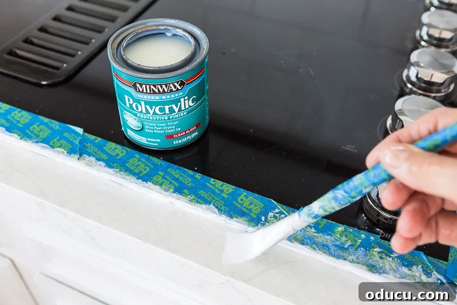 Best Topcoats and Sealers for Lasting Painted Furniture Finishes 4 How to seal countertops using Minwax Polycrylic.