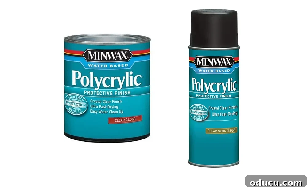 Best Topcoats and Sealers for Lasting Painted Furniture Finishes 6 Polycrylic-products-for-sealing-painted-furniture. Brush-on and spray can.