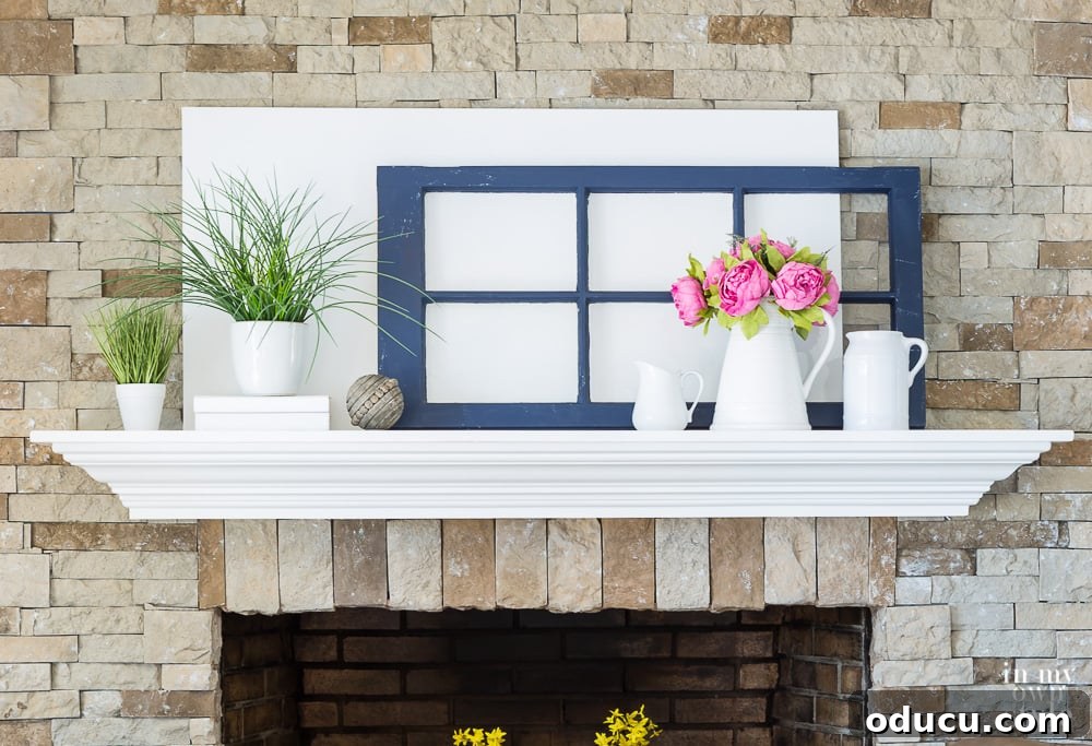Tips for decorating a mantel Various creative layouts for mantel decor, demonstrating how to achieve different aesthetic effects by rearranging items and playing with symmetry and asymmetry.