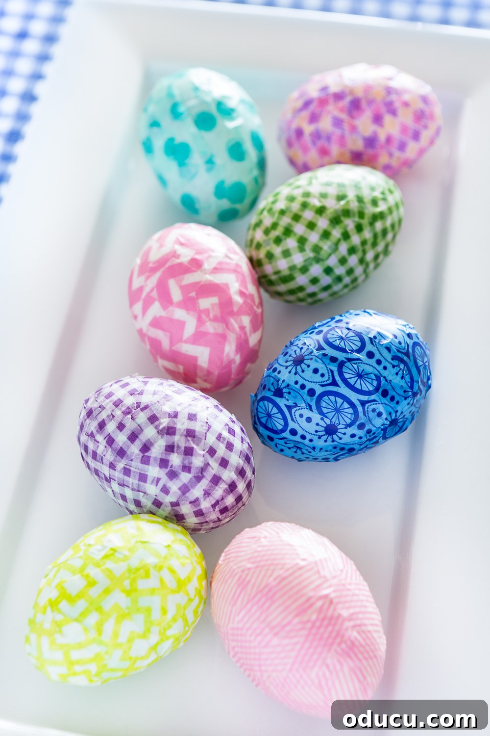 How to decorate Easter eggs without dye using colorful Washi tape