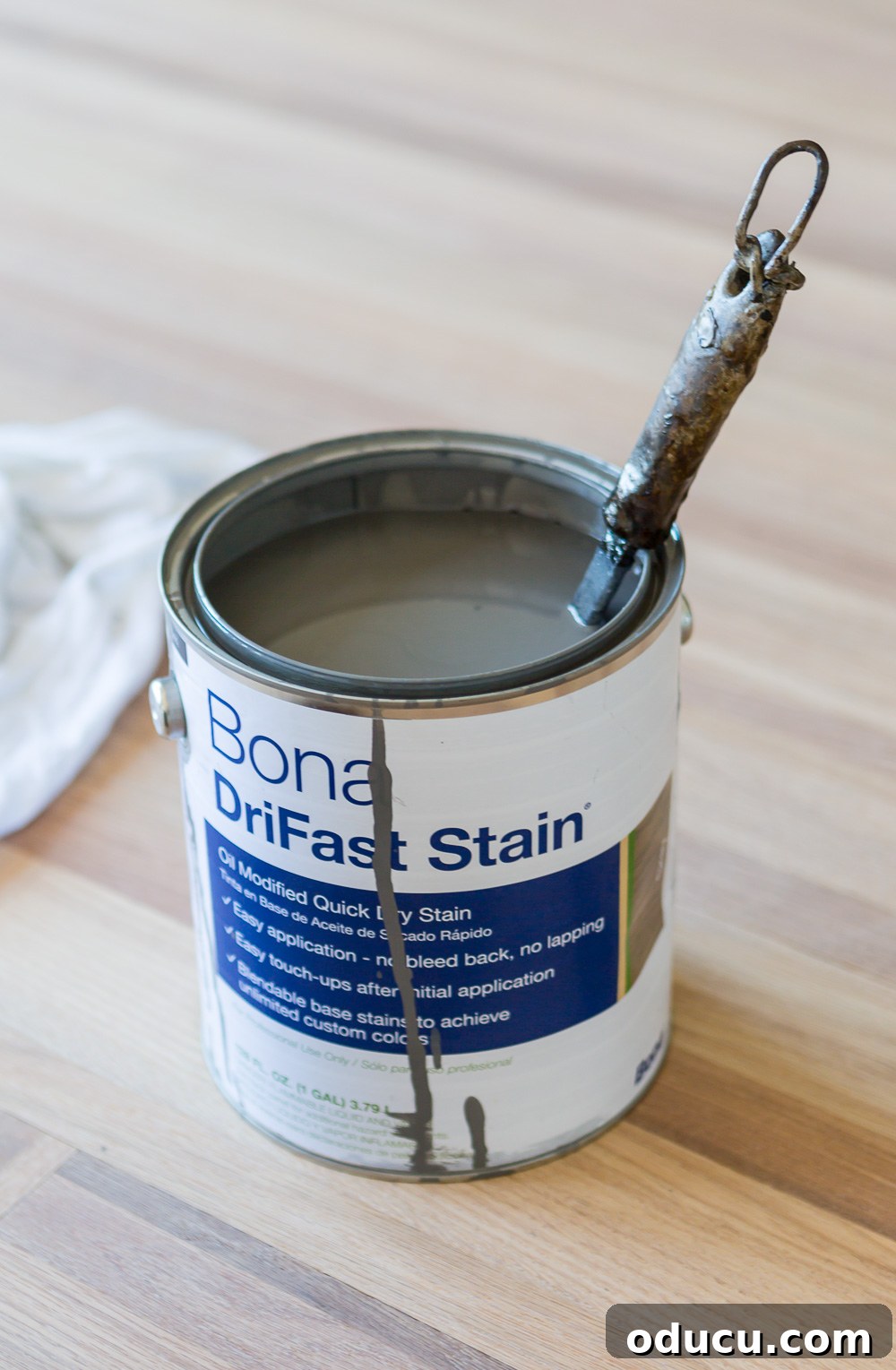 Bona hardwood floor stain, fast-drying and available in various colors