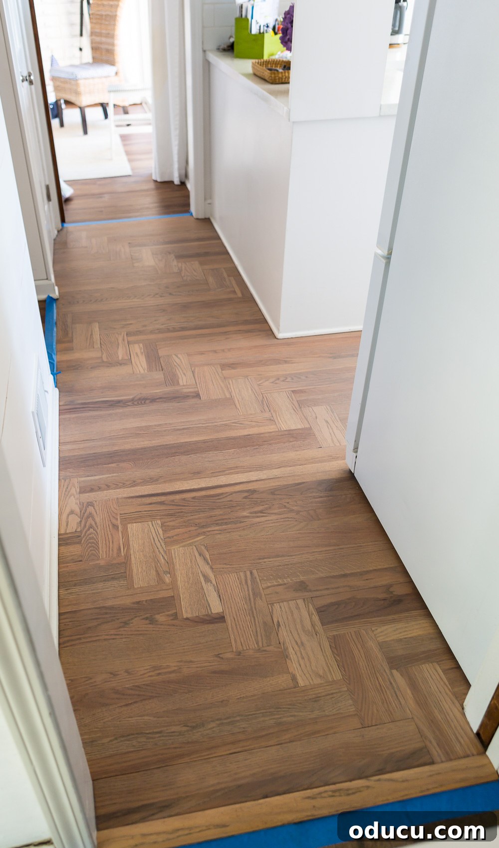 Hardwood floor with one coat of Bona DriFast Grey stain
