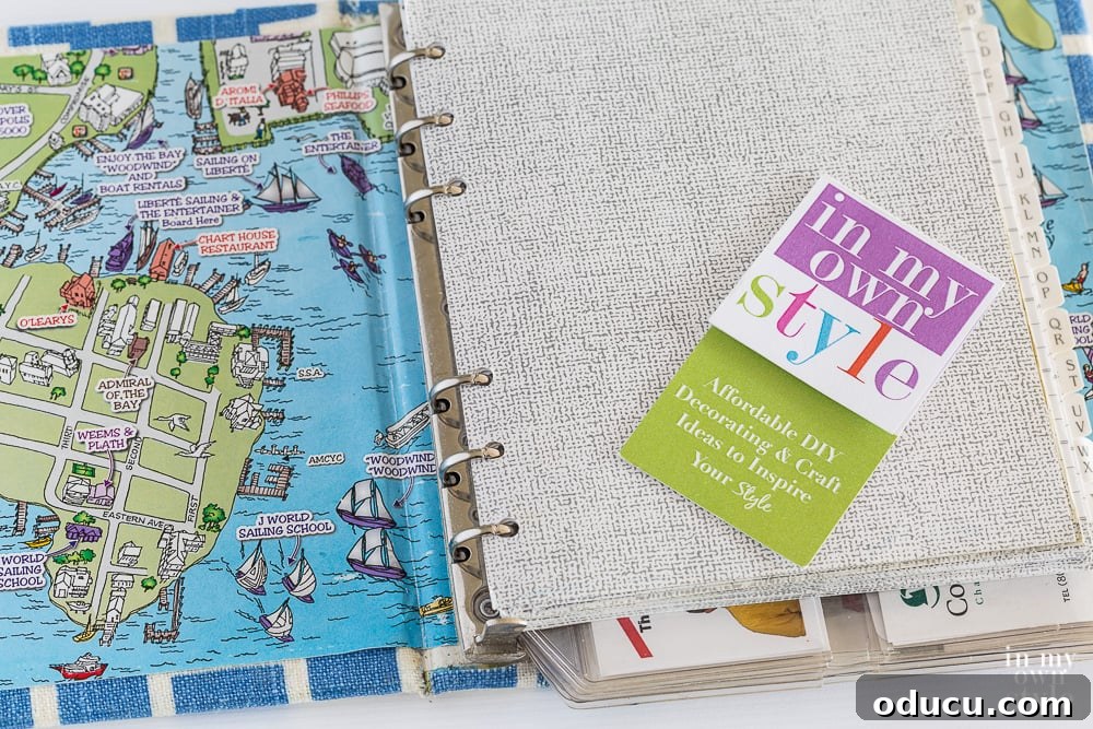 The Soul of Home: Found in the Little Things 9 A personalized, old-school address book customized with fabric and a map, representing sentimental home decor details.
