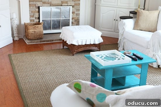 Customizing Your Seagrass Rug with Paint 4 Family-Room with seagrass-rug