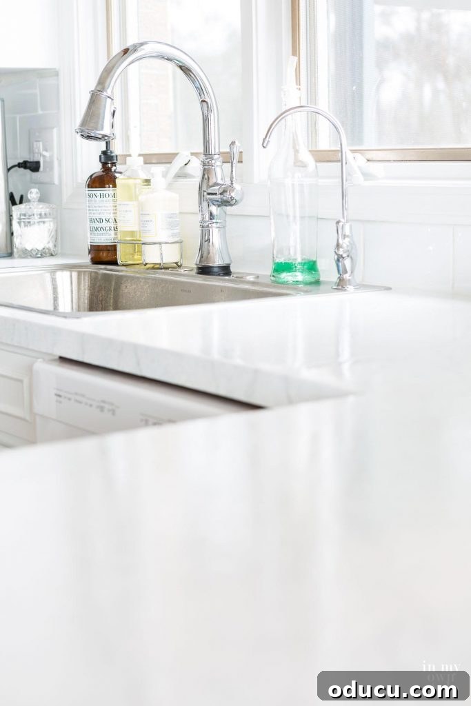 Still Relevant 13 Newly painted laminate kitchen counters mimicking Carrara marble
