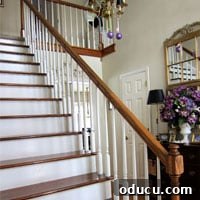 Still Relevant 6 Staircase makeover DIY with stained steps and painted risers in previous house