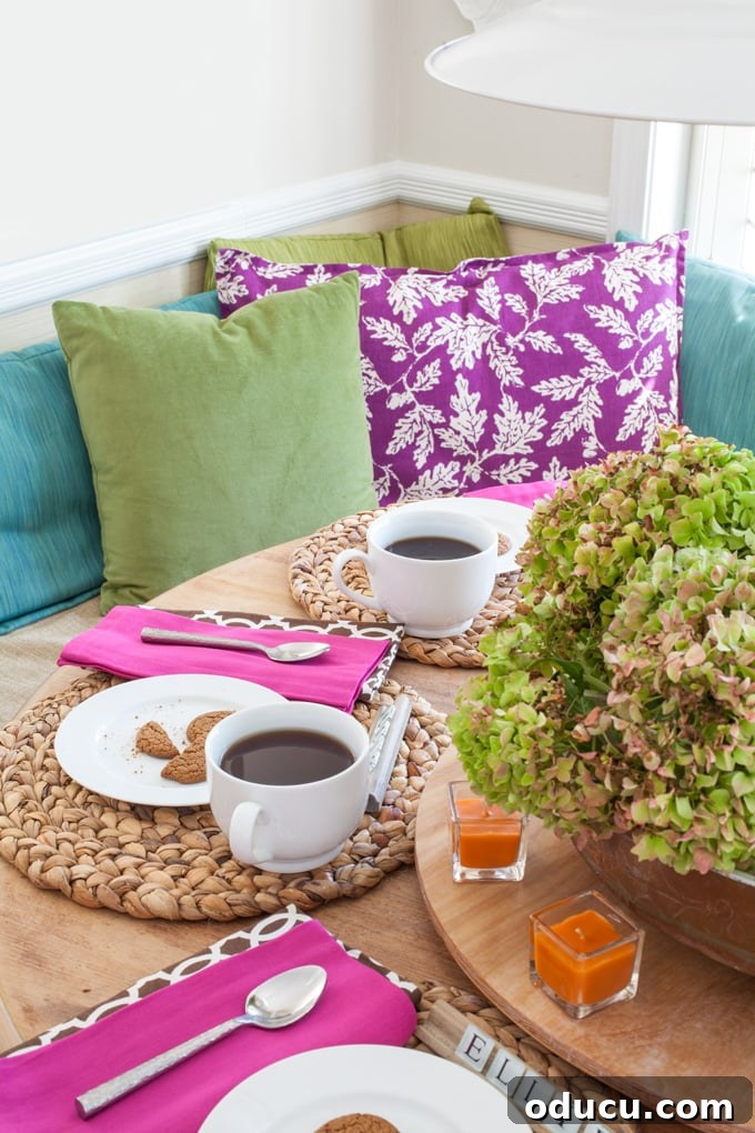 Still Relevant 10 Table set around custom kitchen banquette seating