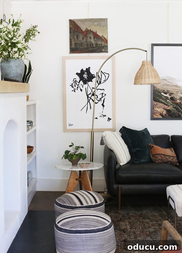 Ottomans: From Footrest to Focal Point 10 A modern living room featuring stylish Pouf Style identical ottomans, demonstrating contemporary home decor trends.