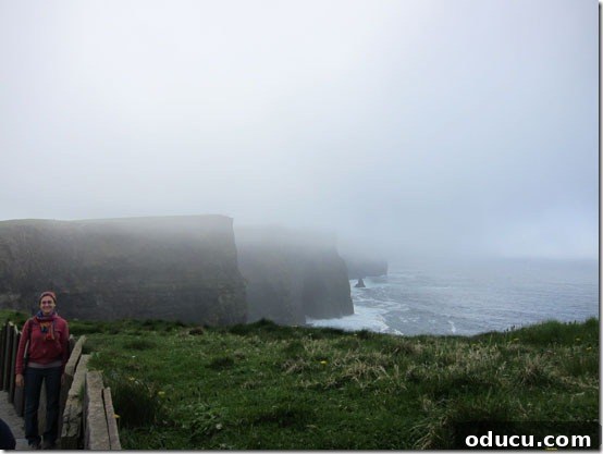 Ireland-Cliffs-of-Moher The vast, misty expanse of the Cliffs of Moher on an overcast day