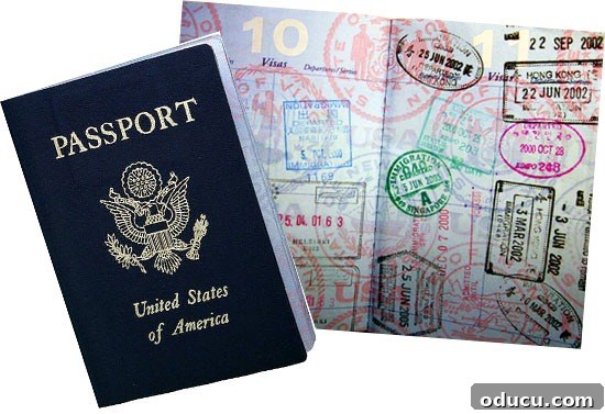 passport A well-traveled passport, symbol of global adventures