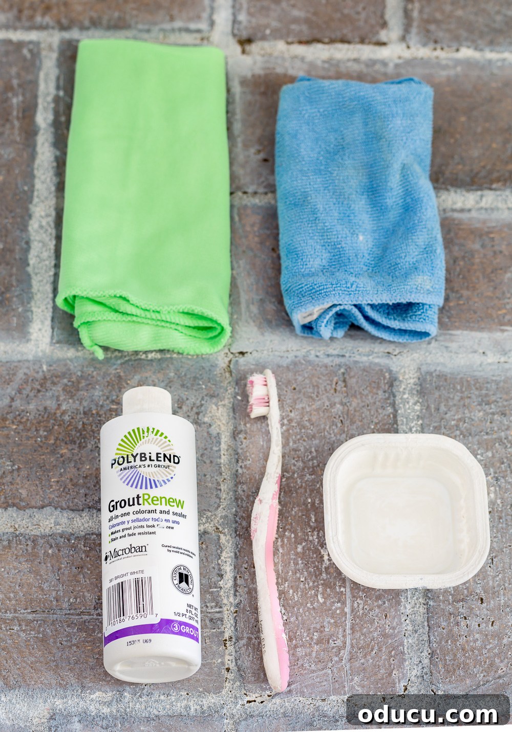 My $14 Whitewashed Brick Floor Makeover 15 supplies needed to whitewash bricks on a floor
