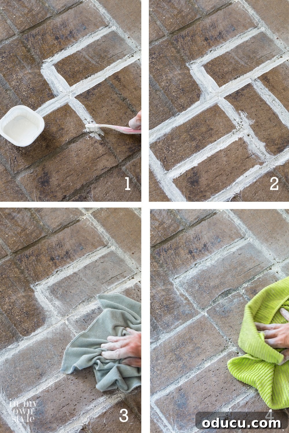 My $14 Whitewashed Brick Floor Makeover 17 the four steps to whitewashing a brick floor to lighten it and the grout