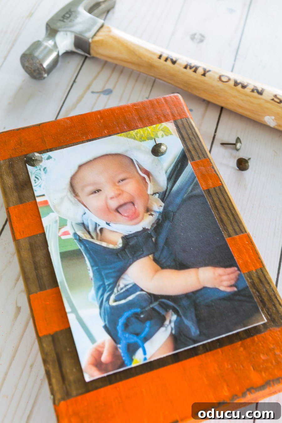 wood scrap craft project wood block photo holder