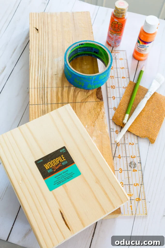 supplies needed to make a wood block photo frame from scrap wood
