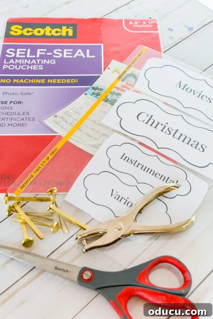 Chic Storage Without the Splurge 12 Supplies needed to make your own labels using In My Own Style blog's many free printable labels.