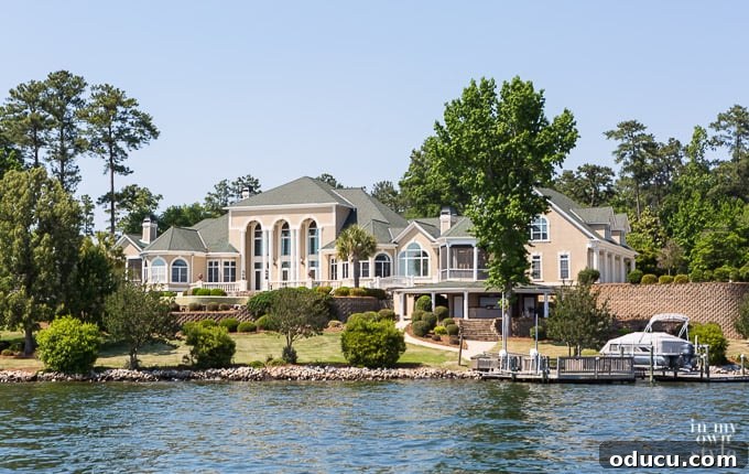 The Undeniable Magic of Living on Lake Murray in SC 11 Grand waterfront residence on Lake Murray, showcasing architectural beauty