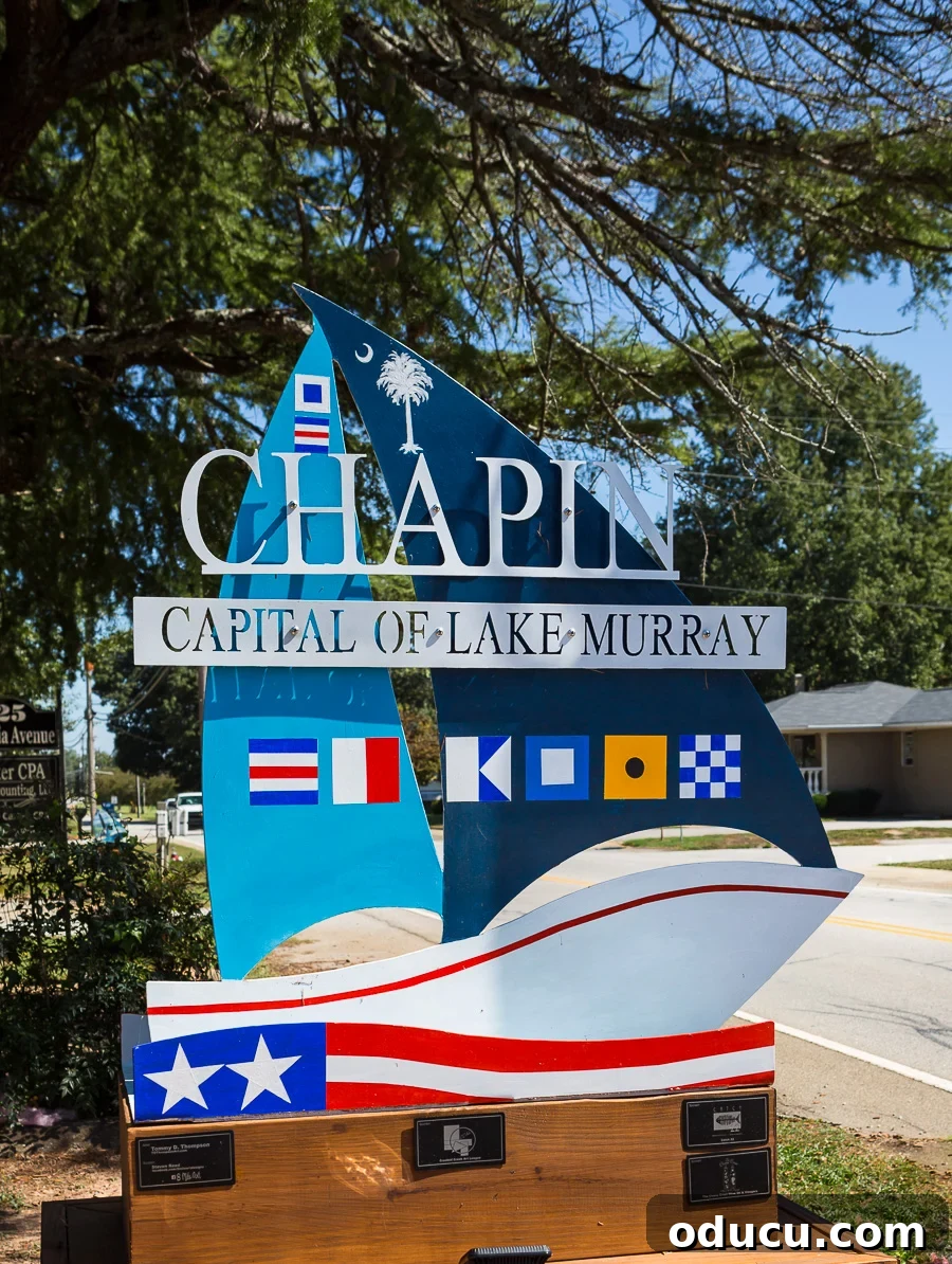 The Undeniable Magic of Living on Lake Murray in SC 17 Chapin Sailboat sign, a local landmark