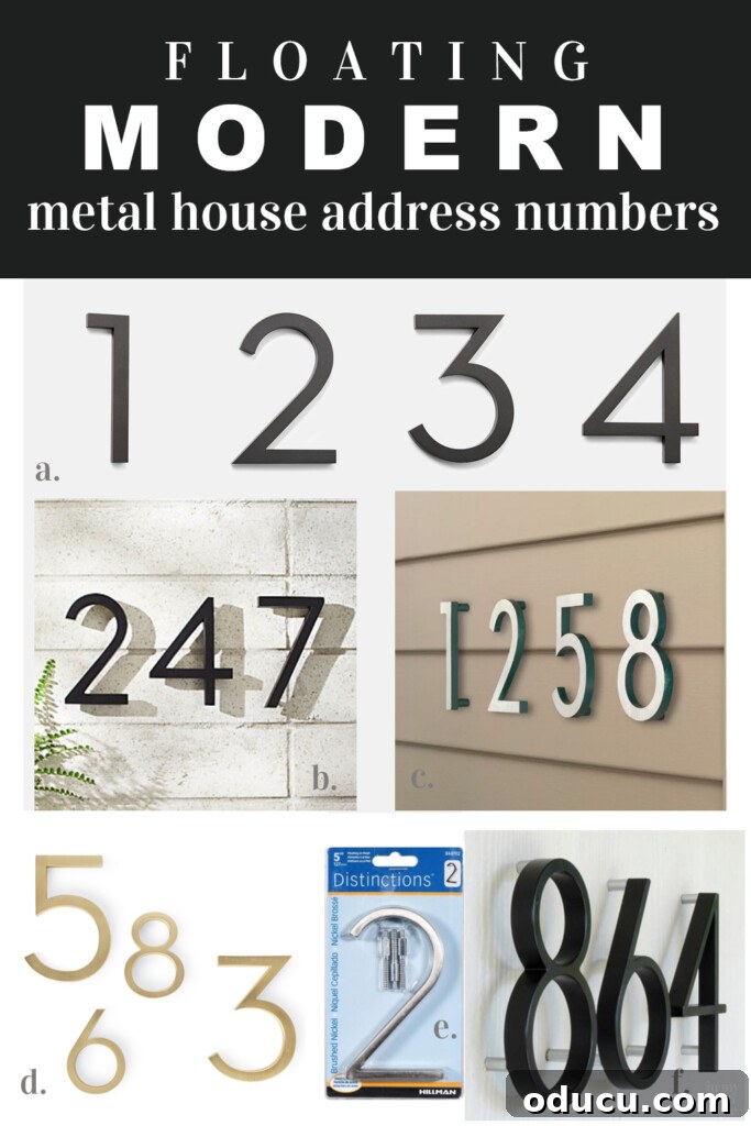 Install Modern Floating House Numbers for Instant Curb Appeal 14 A curated selection of modern floating metal house address numbers from various retailers, ideal for contemporary home exteriors.