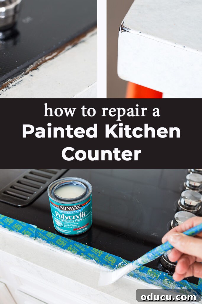 Flawless Finish: Repairing Painted Kitchen Counter Scratches and Dings 18 How to repair a painted kitchen countertop seamlessly.