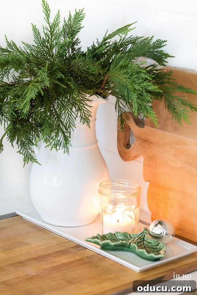 Christmas Greenery in the Kitchen Decorating Ideas, bringing festive touches to functional spaces