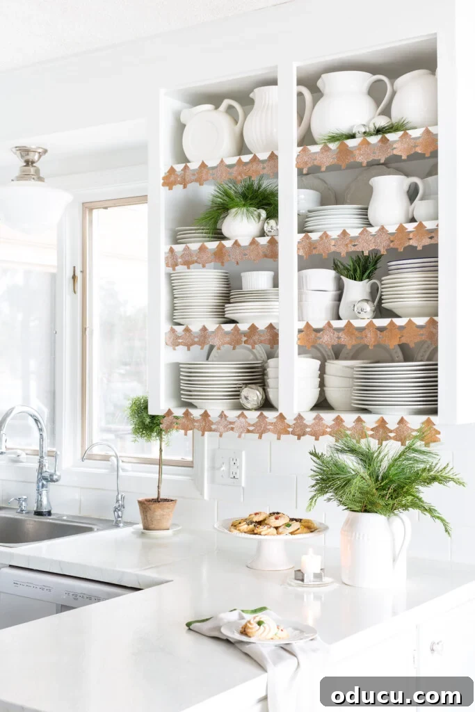 Craft Your Own Christmas Tree Paper Chain 6 Natural Christmas decorating idea for white kitchens.