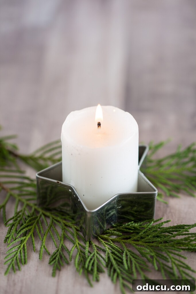 Quick Christmas Home Decor Hacks When Time is Tight 10 A votive candle placed inside a metal cookie cutter makes for fast and easy Christmas decor