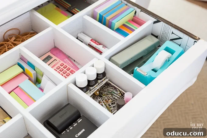 Smart Desk Organization Hacks 7 Custom-made wood drawer dividers providing precise organization for various office supplies