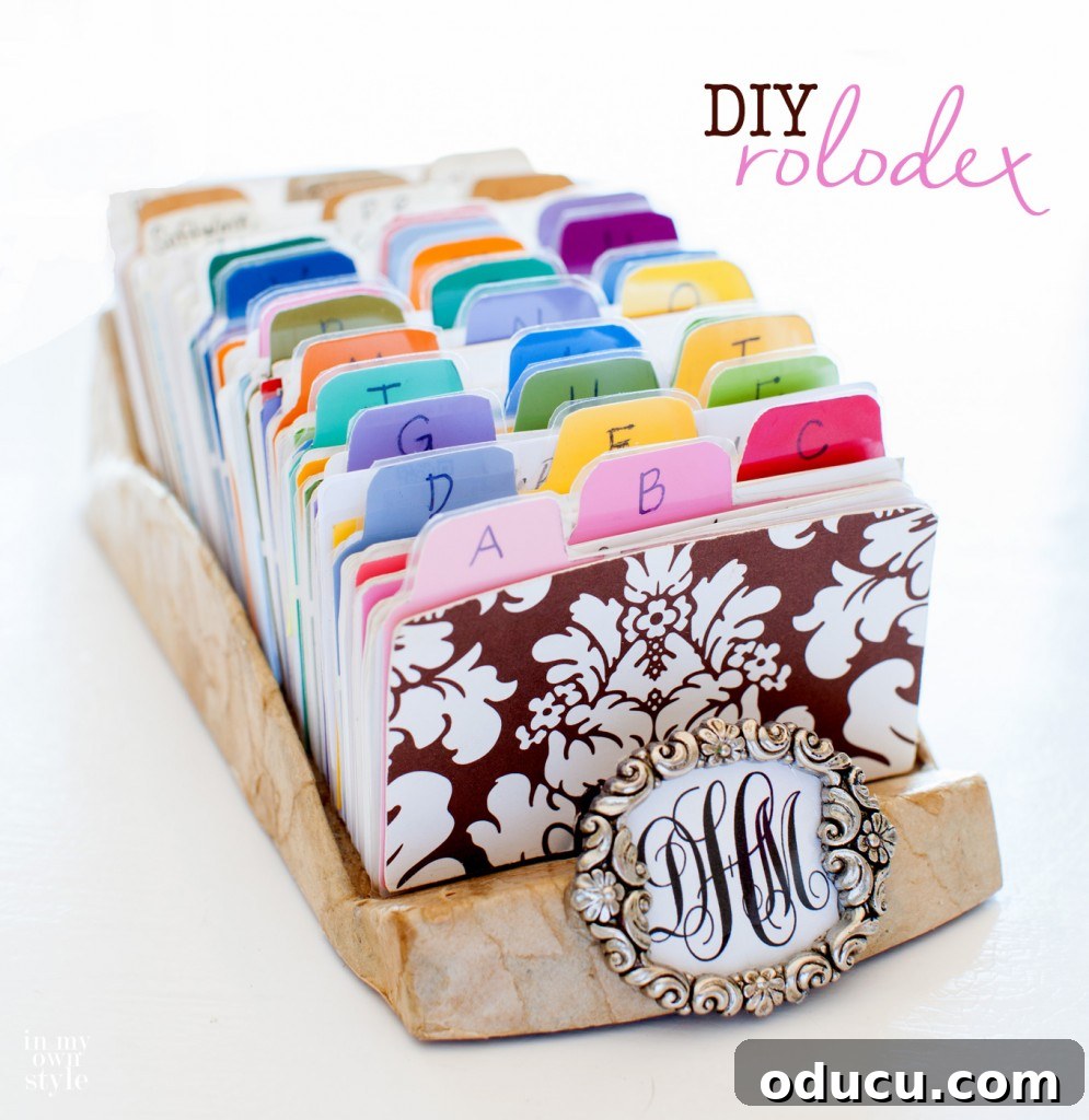 Smart Desk Organization Hacks 10 Customized Rolodex made with colorful paint chips, making it a unique office desk assistant