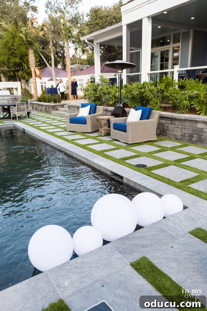 HGTV Dream Home 2020 Revealed 26 The sparkling pool at the HGTV Dream Home, featuring unique pool globes that double as ambient lights for evening enjoyment