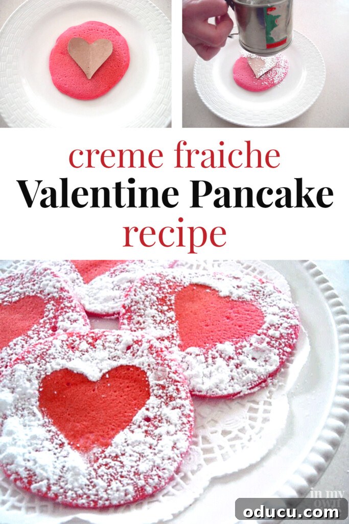 10 Heartfelt Valentine's Ideas for Everyone You Cherish 11 Delightful Creme Fraiche Valentine's Day breakfast pancake recipe, featuring red heart-shaped pancakes, perfect for a special morning.