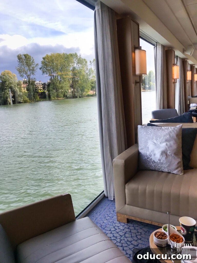 A Viking Voyage on the Seine 11 View from the main lounge area on a Paris to Normandy Viking river Cruise