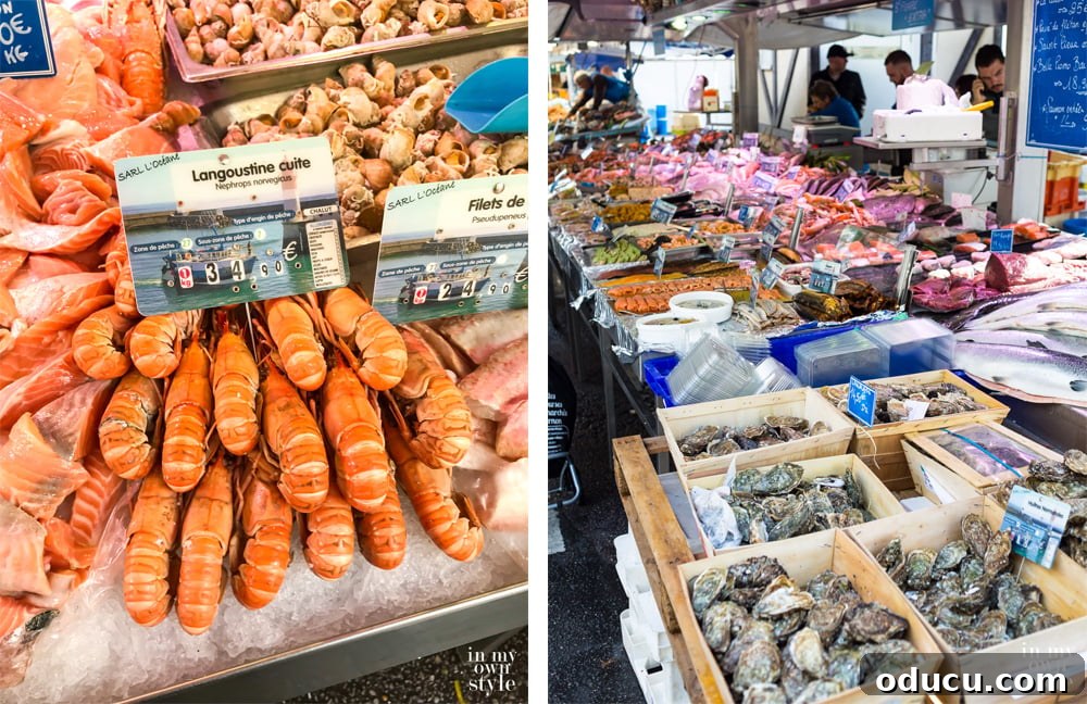 An Iconic Viking Journey Along the Seine 19 Abundant fish stalls at the Vernon, France Farmer's Market, showcasing fresh seafood.