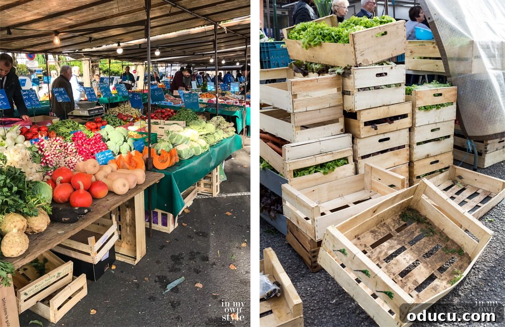 An Iconic Viking Journey Along the Seine 20 Rows of colorful produce stalls at the Vernon, France Farmer's Market on a bustling Saturday morning.