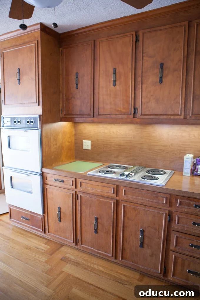 How One Reader Sparked My Kitchen Transformation 2 1970's brown wood Kitchen before makeover