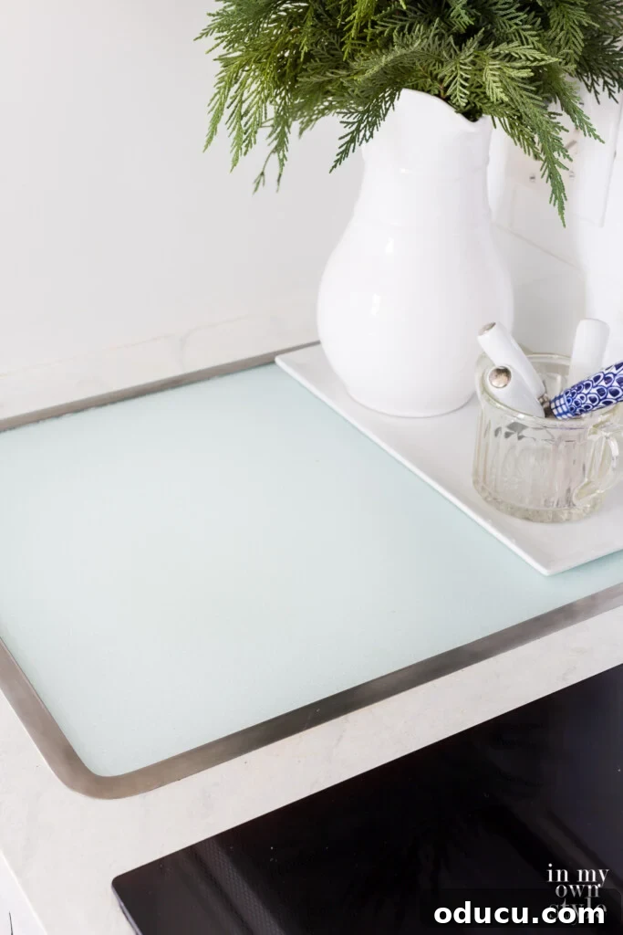 How One Reader Sparked My Kitchen Transformation 6 Vance Tempered Glass Surface Saver cutting board set in the counter.