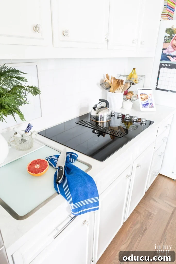 How One Reader Sparked My Kitchen Transformation 8 Tempered glass in counter cutting board on kitchen counter
