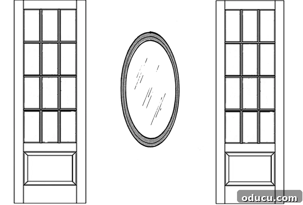 Curate Your Walls Like a Pro 13 A vertically hung oval mirror filling a narrow wall space, illustrating the right way to hang an oval mirror.