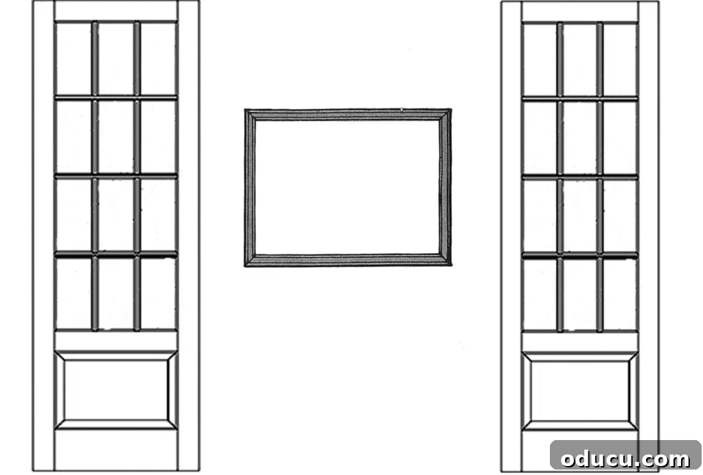Curate Your Walls Like a Pro 14 A horizontally hung rectangular mirror on a narrow vertical wall space, showing an example of improper art placement.