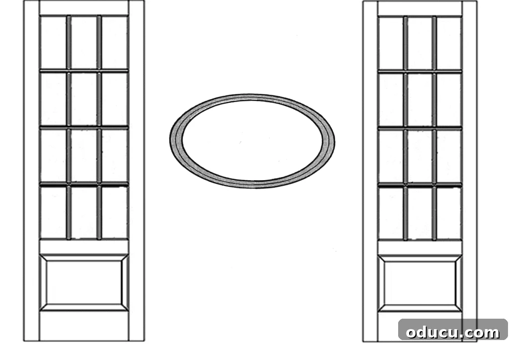 Curate Your Walls Like a Pro 16 An oval mirror hung horizontally on a narrow vertical wall space, an example of how not to hang an oval mirror.