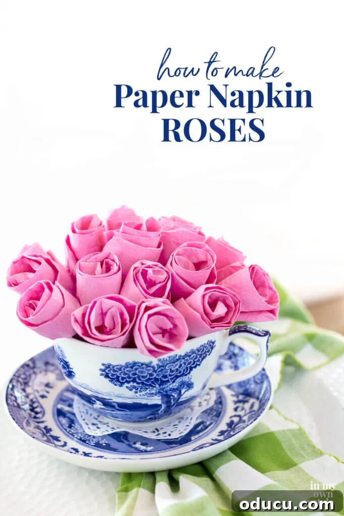 How to make paper napkin roses in minutes, a quick and easy paper craft.