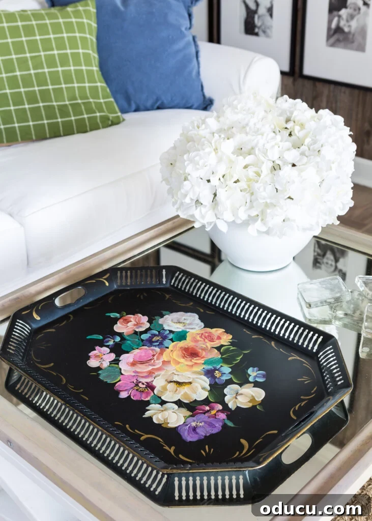 Tray Chic: Stylish Solutions for Every Corner 2 Decorating idea showing a large trays in a living room table.