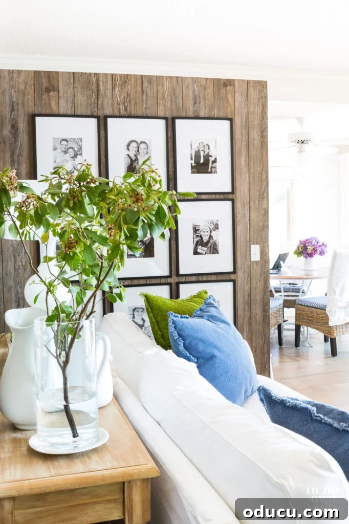 Crafting Custom Pillow Fringe 2 Natural Spring Decor in Living Room - A DIY fringed edge pillow cover brings a fresh look.