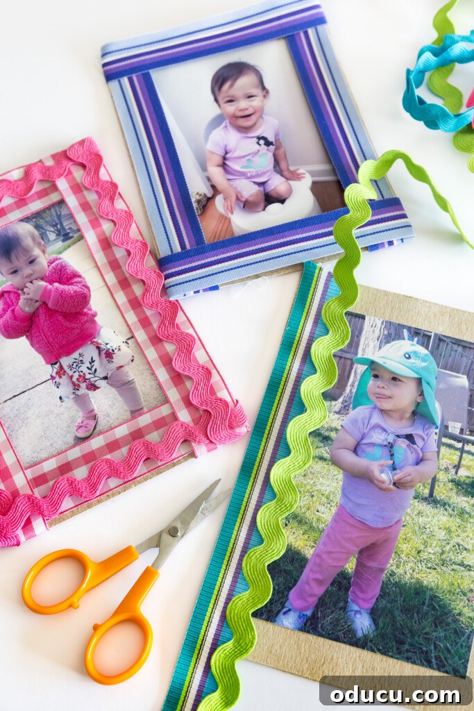 Give Your Phone Photos a Ribbony Edge 8 Three different ways to use ribbon as picture frame mats, showcasing creative possibilities