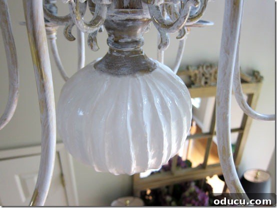 Chandelier makeover detailed closeup