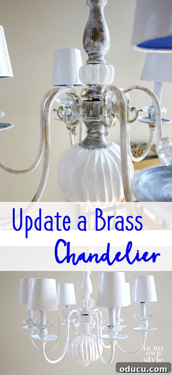 Update an old Brass Chandelier with Spackle and Paint!
