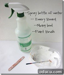 Supplies needed for chandelier makeover: Spackle, paint, protective coat