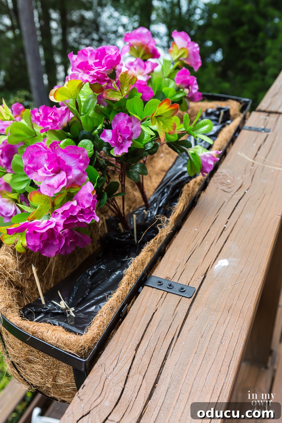 Lakeside Deck Rail Planter Boxes 12 How do you anchor fake plants and flowers in a window box planter? Styrofoam.