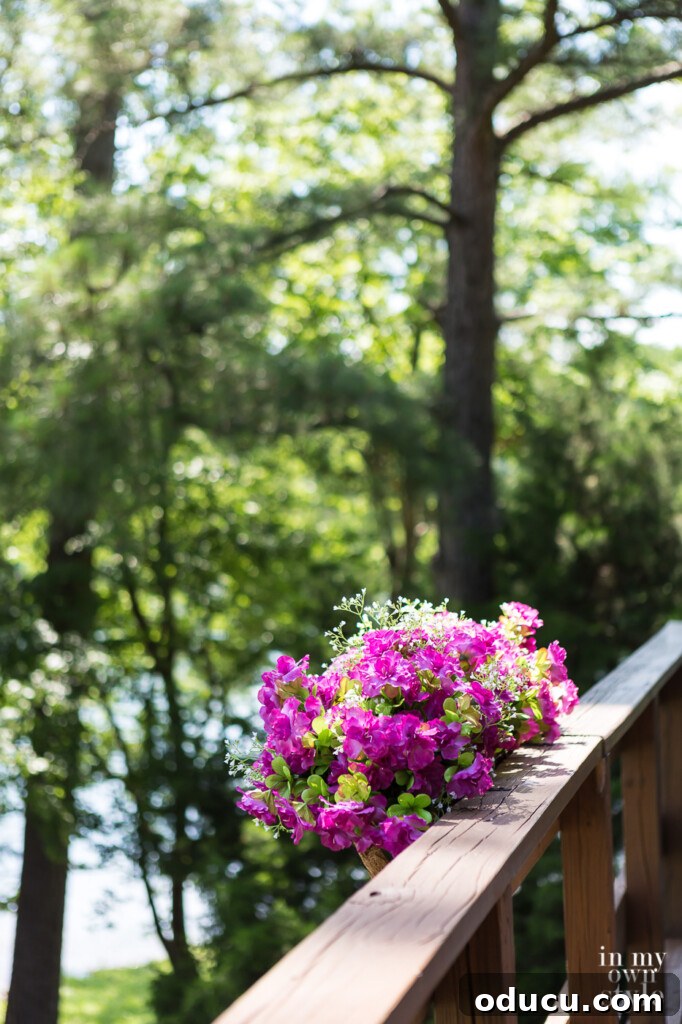 Lakeside Deck Rail Planter Boxes 17 Faux flowers in deck railing planters