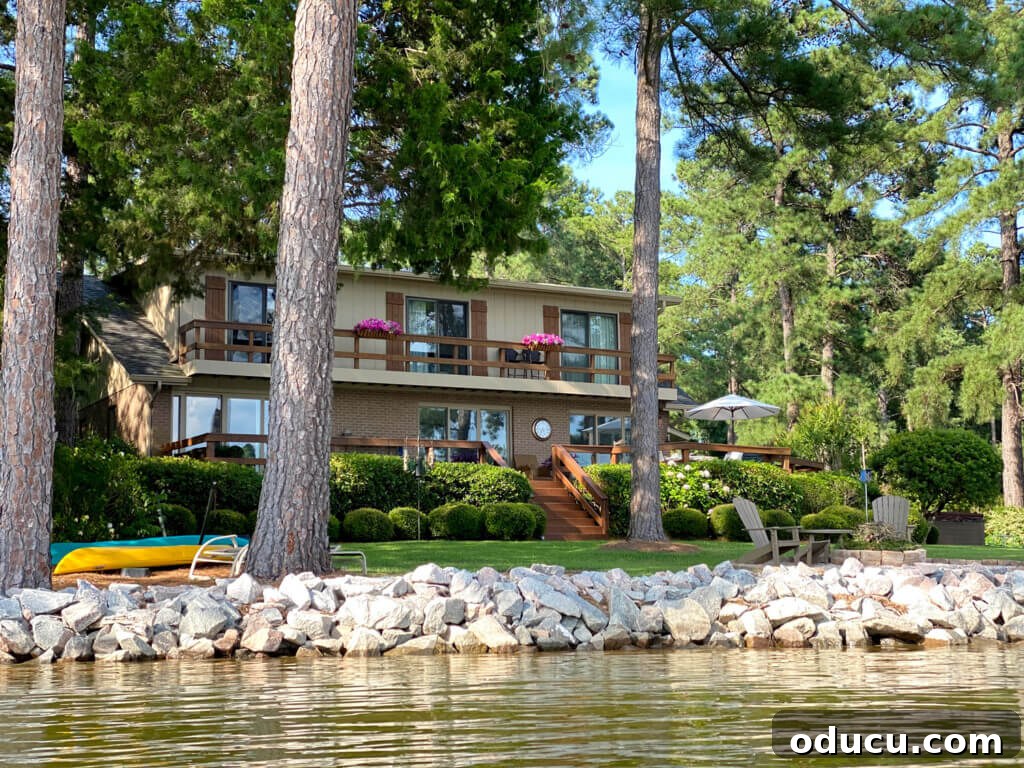 Lakeside Deck Rail Planter Boxes 4 View from the water of lake house
