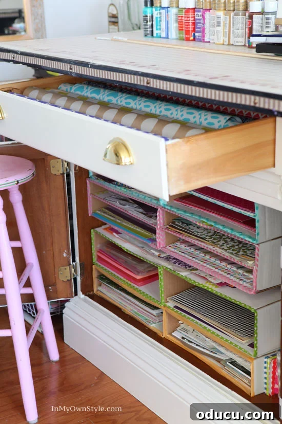 Cultivating Your Creative Sanctuary 5 Scrapbook paper organizing ideas for craft rooms, demonstrating efficient storage solutions.